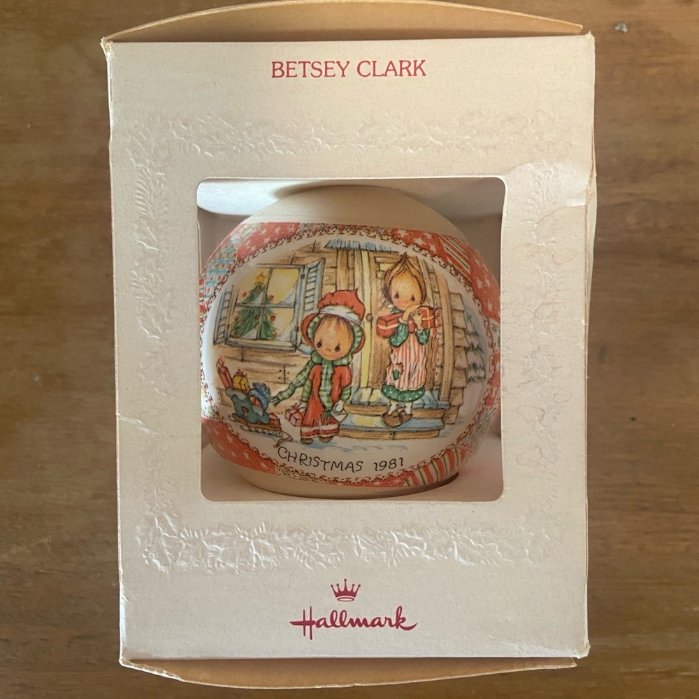 Hallmark Betsey Clark 1981 glass Christmas ornament keepsake new in box